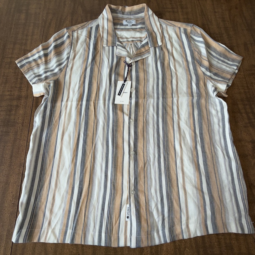 Sperry Premium Collection Men's Polo Short Sleeve Top Striped Multicolor Large